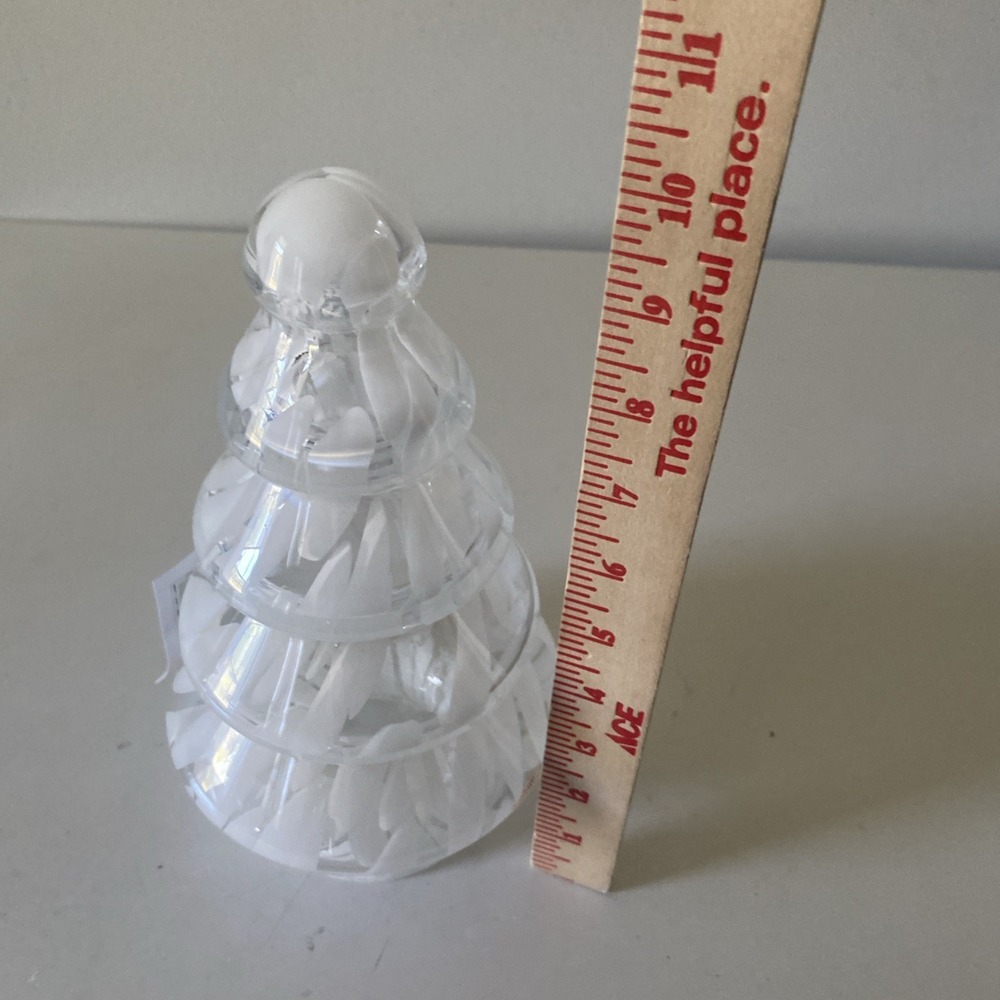 ZORZA Hand Made Glass Christmas Tree 10" Clear & White Hollow - Made in Poland - Picture 8 of 11